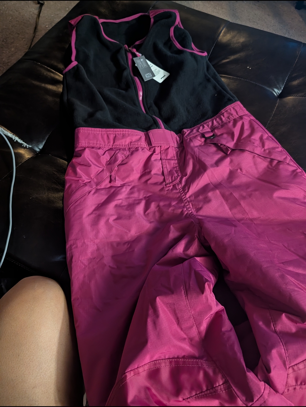 Black and Magenta Ski Jacket with Zip Detail